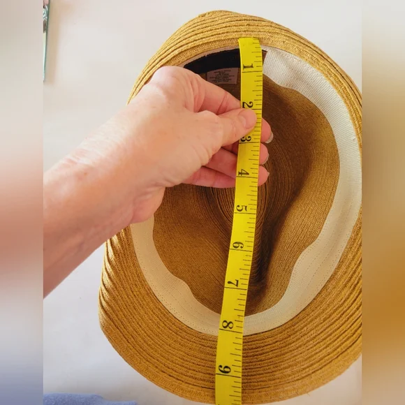 🌺3 for $10 Vintage Stone Straw Fedora with Striped Grosgrain Ribbon - Picture 10 of 10